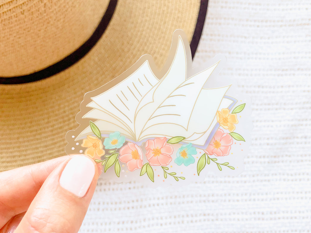 Book & Flowers Sticker