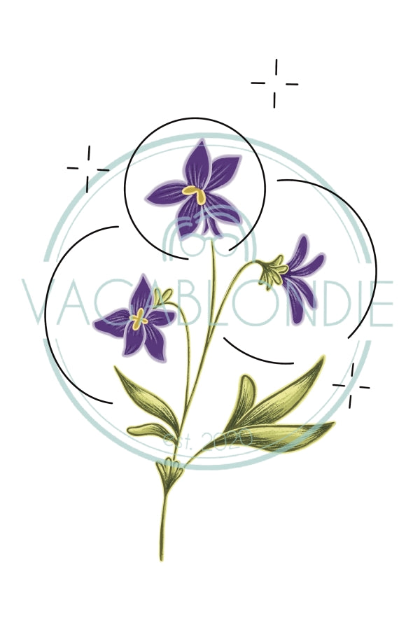 violet flowers tattoo