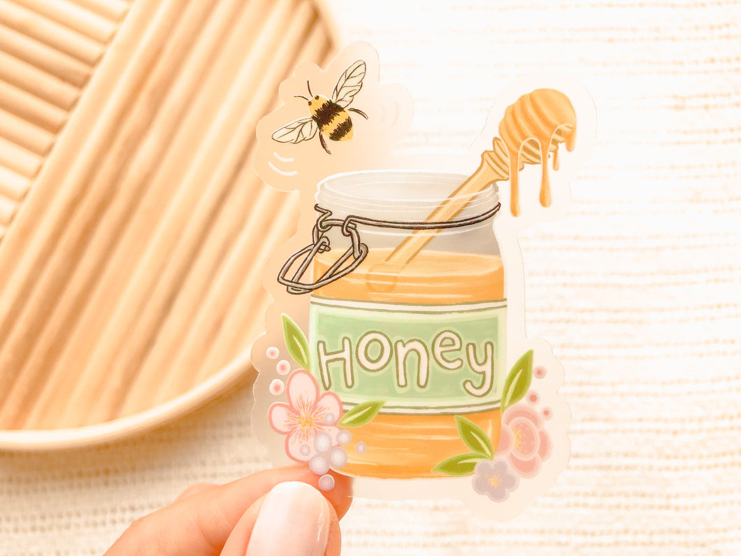 Honey Jar and Bee Sticker