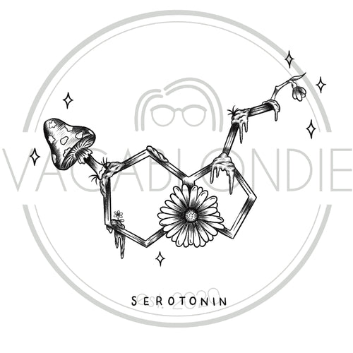 Serotonin Molecule with Flowers · Creative Fabrica
